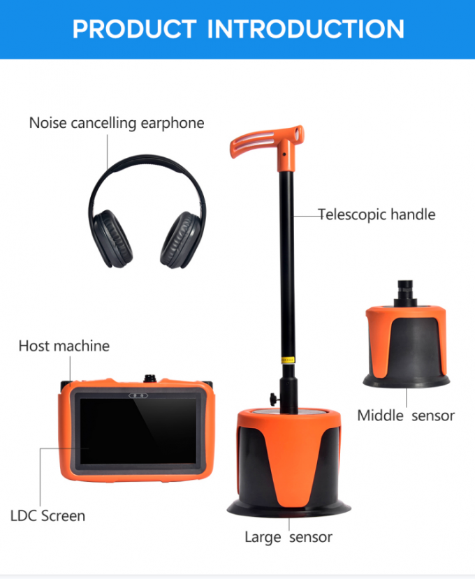 PQWT CL200 Water Leak Detector 2meters Subterranea Wall Water Pipeline Leak Detector