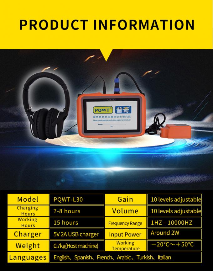 Portable Underground Plumbing Water Leak Detector Tool Set PQWT L30